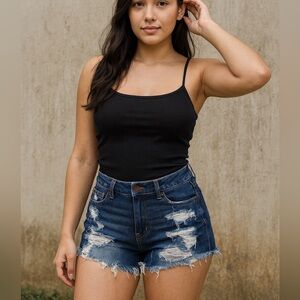American Eagle Super Stretch Distressed Denim Shorts 0